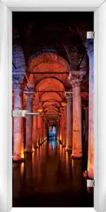 Стъклена интериорна врата модел Print G 13-13 с каса Орех - Image 2