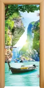 Стъклена интериорна врата модел Print G 13-15 с каса Златен дъб - Image 2
