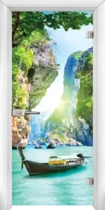 Стъклена интериорна врата модел Print G 13-15 с каса Златен дъб - Image 3