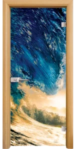 Стъклена интериорна врата модел Print G 13-19 с каса Светъл дъб